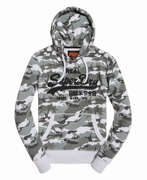 Superdry Vintage Logo Camo Férfi Kapucnis Pulóver Szürke/Fehér | KHTXF1342